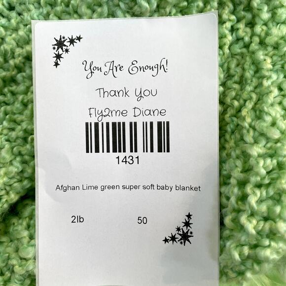 Handmade USA Baby Afghan or lap blanket 80 x 100" lime green new super soft - Picture 4 of 4